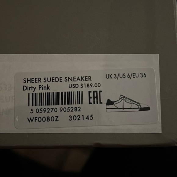 All Saints sheer suede lace up sneakers Sz 6 in Dirty Pink new - Picture 14 of 16